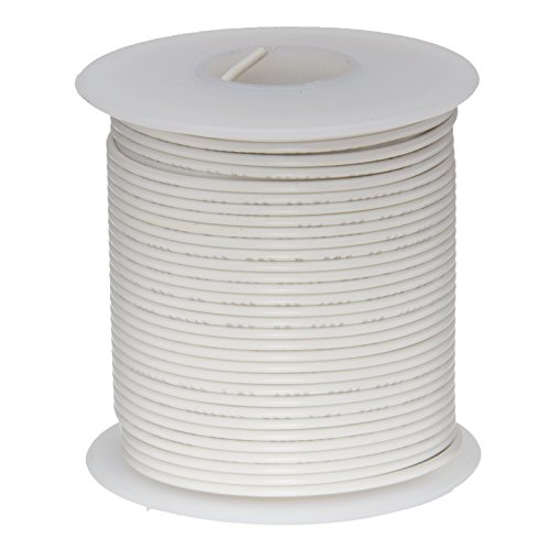 Remington Industries 22UL1007SLDWHI UL1007 22 AWG Gauge Solid Hook-Up Wire, 300V, 0.0253' Diameter, 100' Length, White