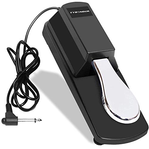 Universal Sustain Pedal,Widen Base Keyboards Pedal with Polarity Switch for Yamaha,Casio,Roland,MIDI Keyboards,Digital Pianos,Synth,Foot Electronic Damper Pedal(1/4 Inch Jack)