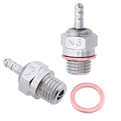 Hobbypark 2pcs 70117 Duty Glow Plug #3 N3 Hot Spark Nitro Engine Parts Replace OS 8 for Traxxas Kyosho HSP HPI Redcat 1/8 1:10th RC Car Truck Buggy Silver