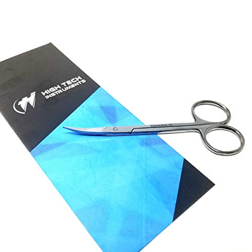 HTI BRAND Iris Micro Dissection Lab Sharp Scissors, Curved, 4.5' (11.43cm) Fine Point , Stainless Steel (Pack of 1)