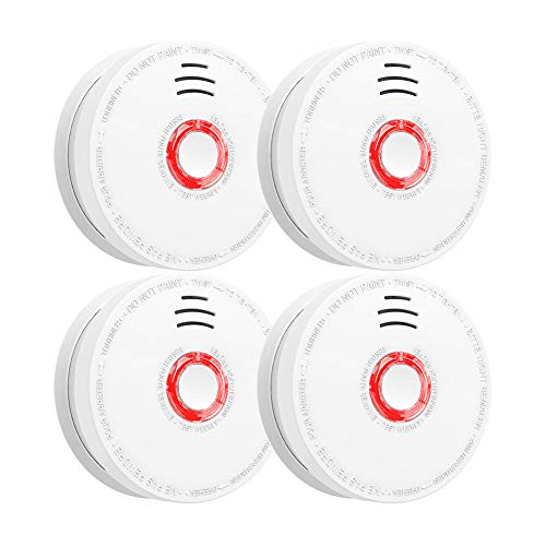 Smoke Detector and Fire Alarm 4 Pack Photoelectric Sensor Smoke Alarms Easy to Install Fire Alarm With UL Listed, Light Sound Warning, Test Button,9V Battery Included Fire Safety for Home Hotel School