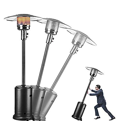 SSYUNO-Home & Garden Stainless Steel Patio Heater, 48000-BTU Propane Patio Heater with Wheels, Portable Outdoor Heat Lamp, Ideal for Garage, Camping, Hiking, Picnics (C)