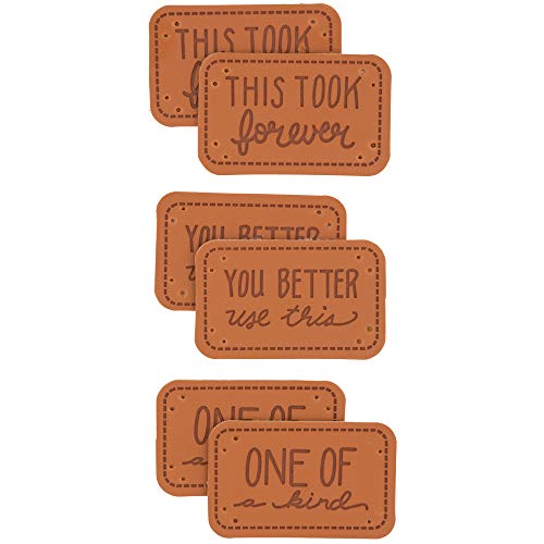 Boye Sarcastic Leather Handmade Labels for Crafts, Knitting, and Crocheting, 6 Pack