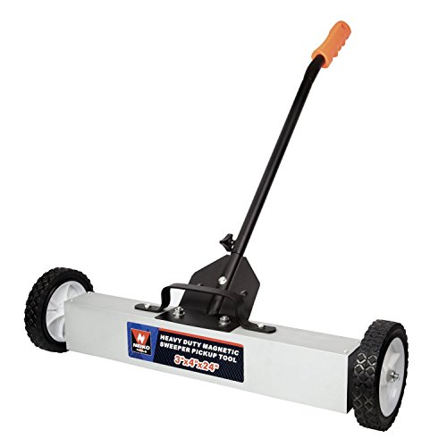 Neiko 53416A Magnetic Pick-Up Sweeper with Wheels 30 Lb, 24' | Adjustable Handle & Floor Clearance
