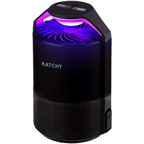 KATCHY Indoor Insect Trap: Bug, Fruit Fly, Gnat, Mosquito Killer - UV Light, Fan, Sticky Glue Boards Trap Even The Tiniest Flying Bugs - No Zapper- (Black)