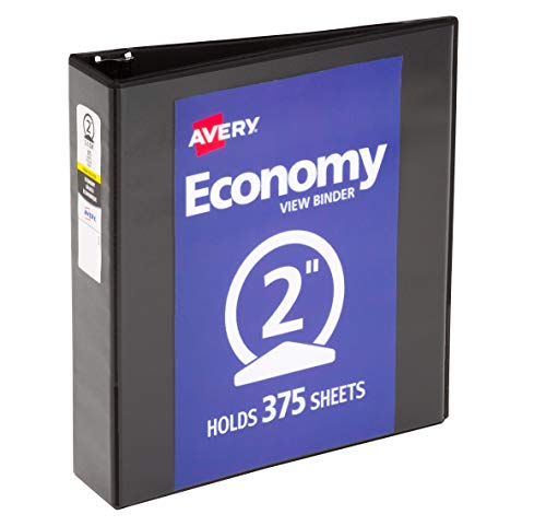 Avery Economy View 3 Ring Binder, 2' Round Rings, 1 Black Binder (05730)