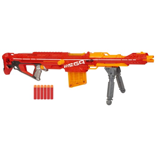 Nerf Centurion Mega Toy Blaster with Folding Bipod, 6-Dart Clip, 6 Official Mega Darts, & Bolt Action for Kids, Teens, & Adults, Gray, Regular (Amazon Exclusive)