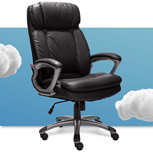 Serta Big & Tall Executive Office Chair High Back All Day Comfort Ergonomic Lumbar Support, Bonded Leather, Black