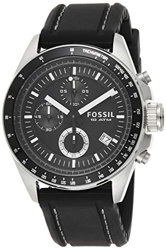 Fossil Men's Decker Quartz Silicone Chronograph Watch, Color: Silver/Black (Model: CH2573IE)