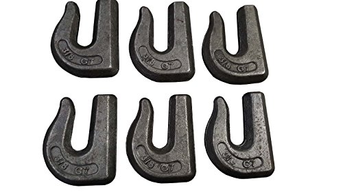 Set of 6 Weld on Grab Chain Hooks 3/8' G70 Best to Weld on Tractor Bucket | WLL 6,600 | Bucket, Trailer, Rigging, Utility Hook 0900104-6