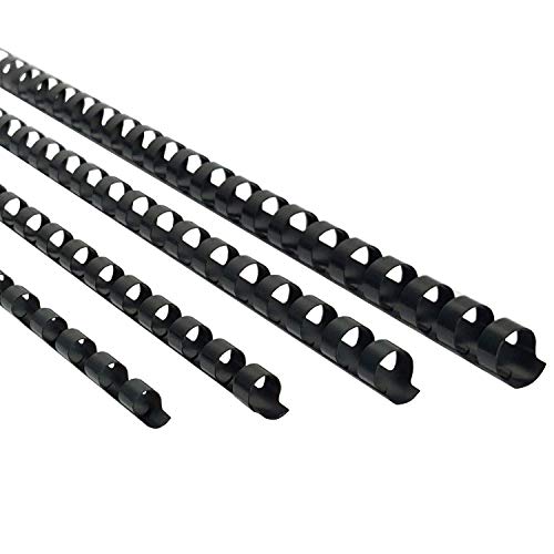 Rayson CR681012-BK Plastic Comb Binding Ring, 1/4in,5/16in,3/8in,1/2in, 19-Ring, Black Comb Spines, Multi-Size Pack of 100