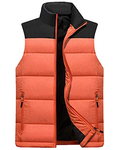 Vcansion Mens Lightweight Active Padding Puffer Vest Winter Warm Gilet Black+Orange US L/Asian 2XL