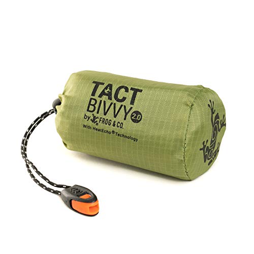 Tact Bivvy 2.0 HeatEcho Emergency Sleeping Bag, Compact Ultra Lightweight, Waterproof, Thermal Bivy Cover, Emergency Shelter Survival Kit – w/Stuff Sack, Carabiner, Survival Whistle + ParaTinder