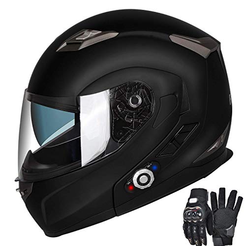 FreedConn Motorcycle Bluetooth Helmet, BM2-S Flip Up Modular Bluetooth Motorcycle Helmet Voice Dial/Hands-Free Call/ 500M/ 2-3 Riders/ MP3/ FM/DOT Motorcycle Helmet with Bluetooth 3.0