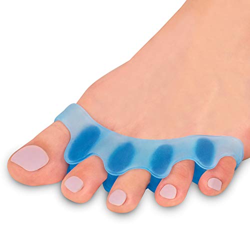 Silicone Toe Separators for Overlapping Toes - Bunion Corrector - Toe Spacers for Feet - Hammer Toe Straighteners - Spacers for Crooked Toes - One Size Fits All - 1 Pair Set - Blue