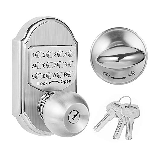 Hangcheng Keyless Entry Door Lock Deadbolt Keypad Digital Combination Higher Security Keypad Door Knob Mechanical Stainless Steel #304 (Pass Code or Key )