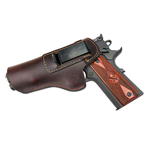 Relentless Tactical The Defender Leather IWB Holster - Fits Most 1911 Style Handguns - Kimber - Colt - S & W - Sig Sauer - Remington - Ruger & More - Made in USA - Brown Right Handed