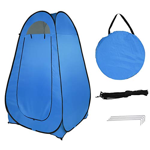 DUPOINT Portable Pop Up Dressing Tent Shower Tent with Window, Outdoor Changing & Fitting Room Toilet Camping Shelter,Blue