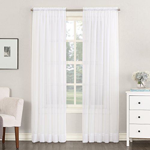 No. 918 Emily Sheer Voile Rod Pocket Curtain Panel, 59' x 84', White