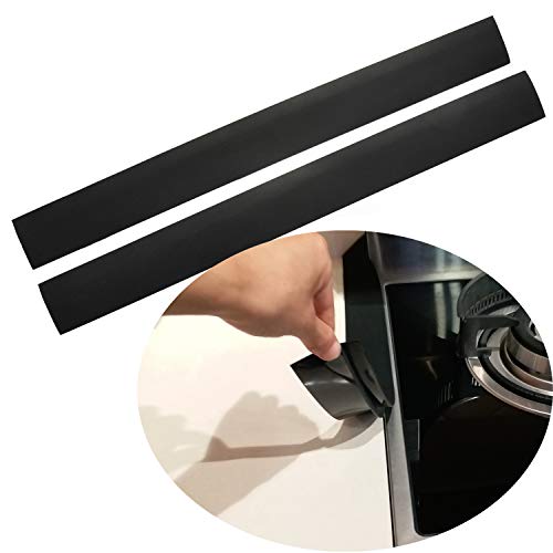 Silicone Stove Counter Gap Cover Kitchen Counter Gap Filler by Kindga 25' Long Gap Filler Sealing Spills Between Kitchen Appliances Washing Machine and Stovetop, Set of 2 (Black)