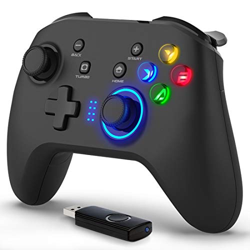 Forty4 Wireless Gaming Controller, Dual-Vibration Joystick Gamepad Computer Game Controller for PC Windows 7/8/10, PS3,/Switch/TV Box/Laptop/Android Mobile Phones - Black