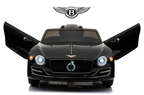Rock Wheels Licensed Bentley EXP12 Kids Ride on Toy Car, 12V Battery Powered Children Electric 4 Wheels w/ Parent Remote Control, Foot Pedal, 2 Speeds, Music, Aux, LED Headlights (Black)