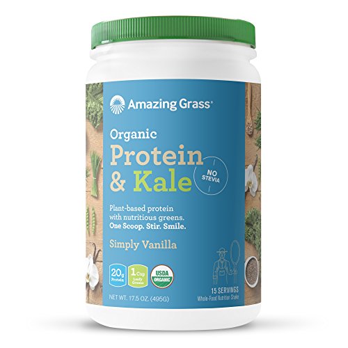 Amazing Grass Vegan Protein & Kale Powder: 20g of Organic Protein + 1 Cup Leafy Greens per Serving, Vanilla, 15 Servings