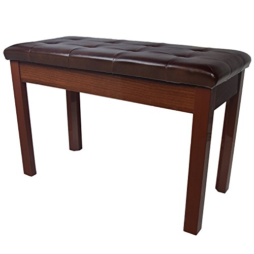 Chromacast Padded Wooden Double Size Piano Bench, Walnut