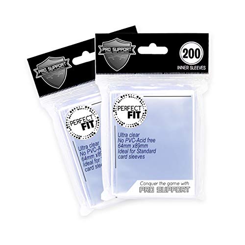 400 Premium Ultra Clear, Perfect for Double sleeving, fits Standard Size Trading Cards Magic The Gathering, Pokemon, Dragon Ball Super by Pro Support