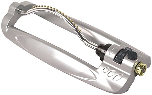 Rocky Mountain Goods Turbo Metal Oscillating Sprinkler - Aluminum Frame Sprinkler with Solid Brass Jets - Covers up to 3,600 Ft - Built in Flow Control - Includes Spray Jet Cleaning Needle