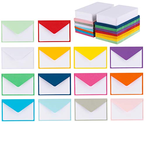 140 Mini Envelopes With White Blank Note Cards, Mini Envelopes 4'x 2.7' For Business Cards, Gift Cards (Assorted Colors)