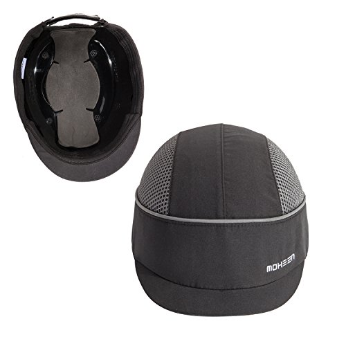 Safety Bump Cap with With Reflective Stripes, Lightweight and Breathable Hard Hat Head Protection Cap(Micro,Black)