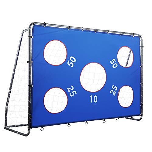 Pinty 2 in 1 Soccer Goal for Kids 8 x 6 ft, Powder Coated Steel Soccer Goals for Backyard with All Weather Net & Detachable Target Goal Net for improving Skills