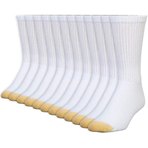 Gold Toe Men's 656S Cotton Crew Athletic Sock MultiPairs, White (12 Pairs), Shoe Size: 6-12.5