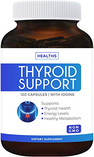 Thyroid Support with Iodine (120 Capsules & Non-GMO) Improve Your Energy & Increase Metabolism for Weight Loss - Ashwagandha Root - Thyroid Health Complex Supplement