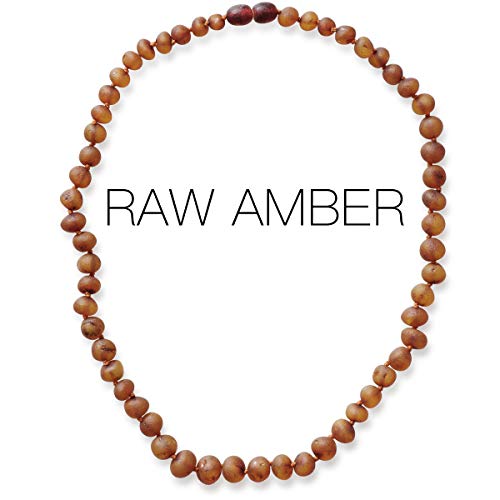 Meraki Amber Necklace - Raw Unpolished Baroque Amber Necklace | Certified Genuine Amber Necklace | Cognac Color (Child 12.5 Inches)