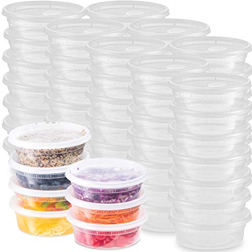 Plastic Deli Food Storage Containers With Leak-Proof Lids (48 Pack, 8 Oz) | Microwaveable Airtight Container For Soups, Snacks, Meal Prep, Salad, Ice Cream | BPA-Free Kitchen & Restaurant Supplies