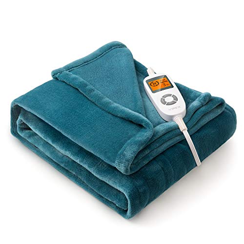 VIPEX Heated Blanket Electric Throw, 50” x 60” Flannel Electric Blanket with 10 Heating Levels & 3 Timer Settings Auto-Off, Travel Home Office Use, ETL Certified, Machine Washable, Forest Green