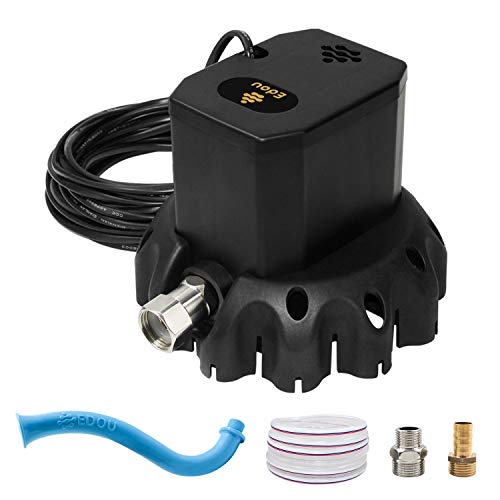 EDOU Automatic Swimming Pool Cover Pump Submersible Water Pump,1200 GPH,1/6-HP,110V,Including 16' Drainage Hose,Hose Replacement Attachment and 3 Adapters,Ideal for Water Removal,Black