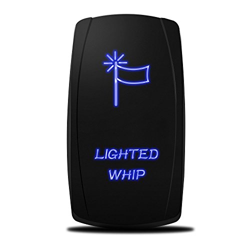 MICTUNING MIC-LSW1 5Pin Laser Lighted Whip Rocker Switch On-Off LED Light 20A 12V, Blue