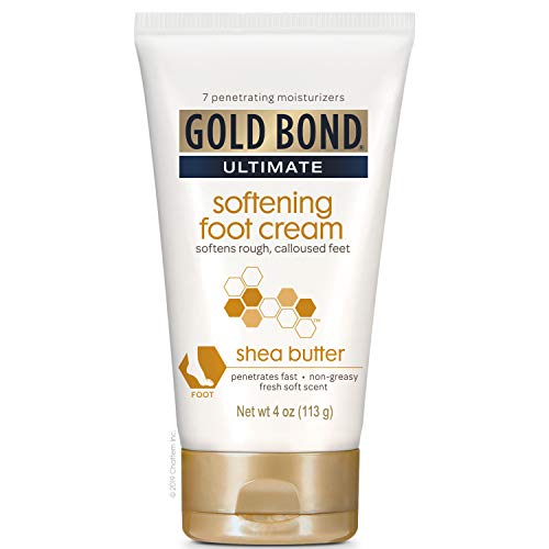 Gold Bond Ultimate Softening Foot Cream with Shea Butter, Leaves Rough, Dry, Calloused Feet, Heels, and Soles Feeling Smoother and Softer, Includes Vitamins A, C, E, and Silk Amino Acids, 4 Ounce