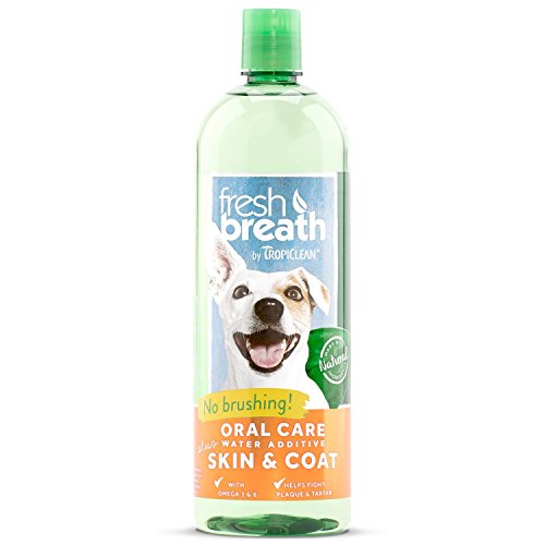Fresh Breath by TropiClean Oral Care Water Additive Plus Skin & Coat for Pets, 33.8oz - Made in USA