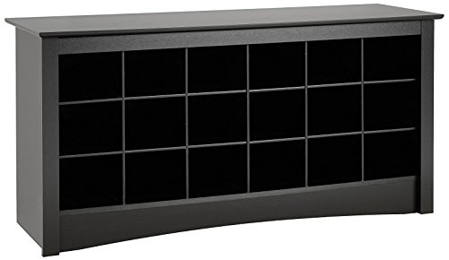 Prepac Shoe Storage Cubbie Bench, 24' x 48' x 16', Black