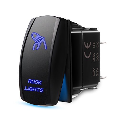 MICTUNING Blue ROCK LIGHTS Rocker Switch Kit- On/Off Blue LED Light 20A 12V (LS083501JL)