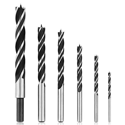 COMOWARE Brad Point Drill Bits Set- 6 Pcs Wood Drill Bits