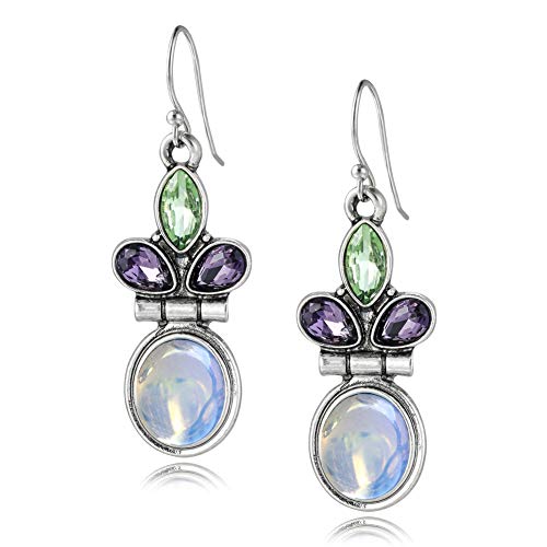 Moonstone Drop Dangle Earrings, Vintage Moonstone Dangle Earrings, Lightweight Colorful Earrings for Women Girl Healing Earring with Box