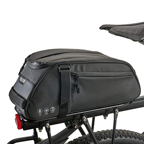 ZRVATO Bike Rack Bag for Rear Rack, 8L Bicycle Rack Bag Rear Trunk Bag with Shoulder & Hand Strap, 3 Side Reflectors,4 Separate Pouches Design for Commuter Cruiser Road Electric Bikes