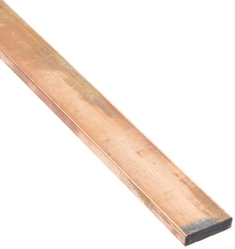 110 Copper Rectangular Bar, Unpolished (Mill) Finish, H04 Temper, ASTM B187, 1/8' Thickness, 1' Width, 48' Length