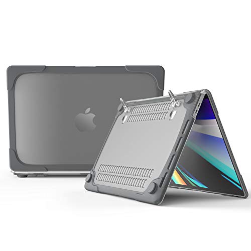 MacBook Pro 16 inch Case with Kickstand, DMaos Crystal Shell Armor Bumper Sleeve Reinforced Corner Shock Absorption Antiskid Ventilation, Premium for Mac 2019 Model A2141 - Gray