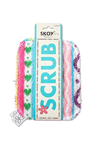 Skoy Scrub, Non-Scratching, Reusable Scrub for Kitchen and Household Use, Environmentally-Friendly, Dishwasher Safe, 2-Pack – Assorted Colors